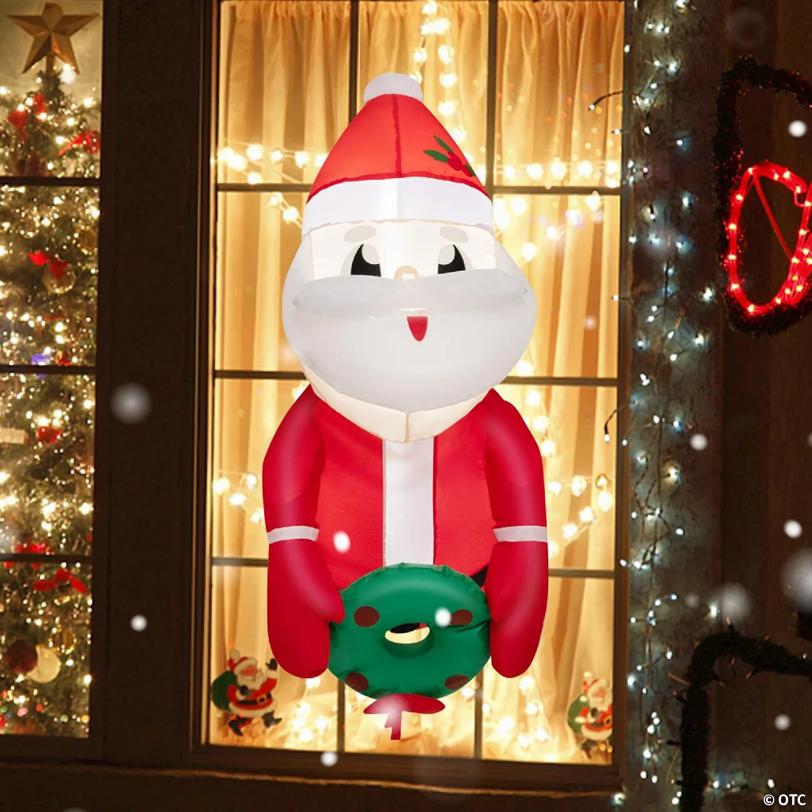 Costway 3.3FT Inflatable Christmas Santa Claus Broke Out from Window Hanging Decoration