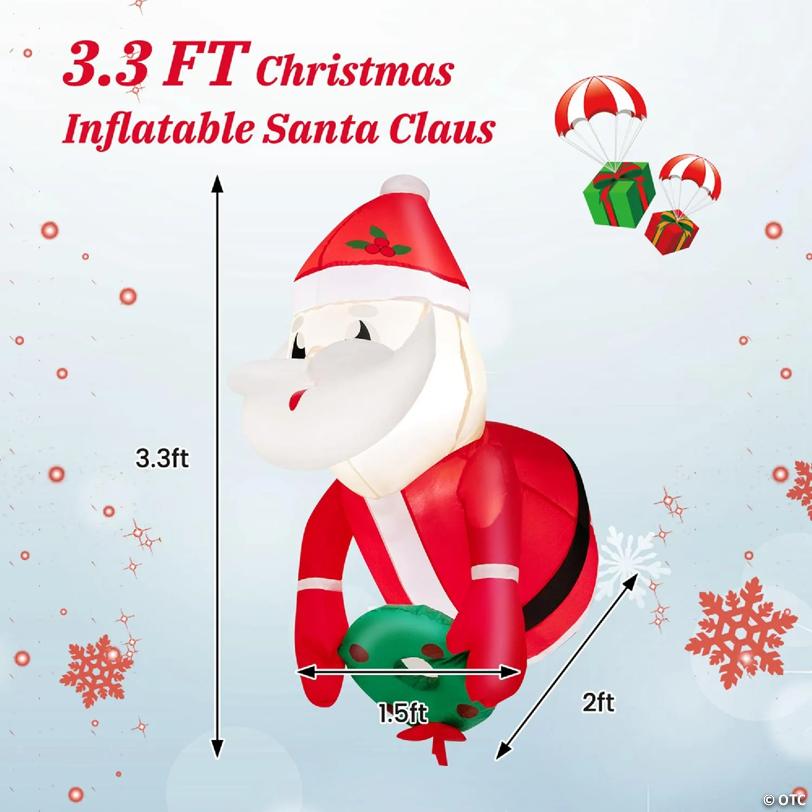 Costway 3.3FT Inflatable Christmas Santa Claus Broke Out from Window Hanging Decoration