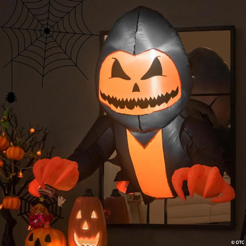 Costway 3.3 FT Halloween Inflatable Pumpkin Head Ghost Broke Out from Window