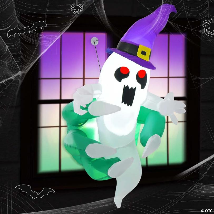 Costway 3.6' Halloween Inflatable Ghost Indoor Outdoor Blow Up Flying Halloween Decor