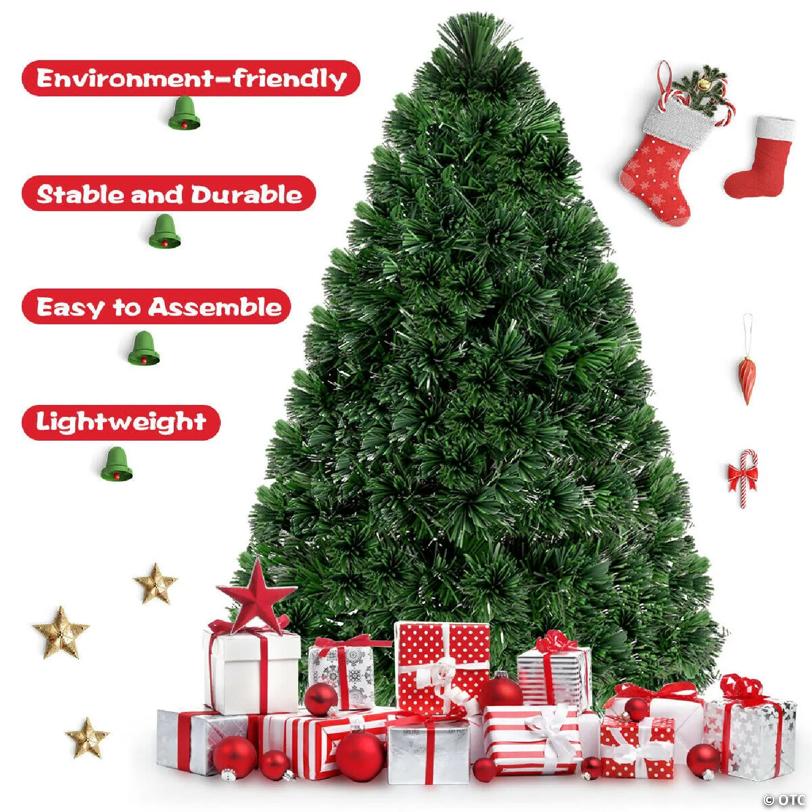 Costway 3Ft Pre-Lit Fiber Optic PVC Christmas Tree Tabletop Plastic