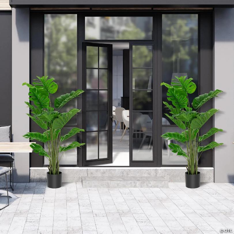Costway 5FT Artificial Tree Faux Monstera Deliciosa Plant for Home Indoor & Outdoor