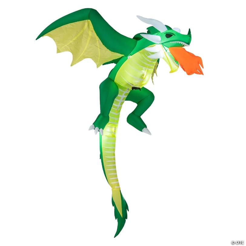 Costway 5 FT Hanging Halloween Inflatable Fire-breathing Dragon Flying Decoration Yard