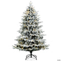 Costway 6 FT Pre-Lit Flocked Christmas Tree Hinged w/ 260 LED Lights & 1415 Branch Tips