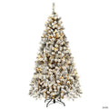 Costway 6 ft Pre-Lit Premium Snow Flocked Hinged Artificial Christmas Tree with 250 Lights