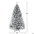 Costway 6ft Snow Flocked Hinged Artificial Christmas Tree Unlit Metal
