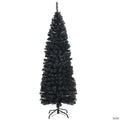 Costway 6ft Unlit Artificial Christmas Pencil Tree Black w/Metal Stand Black
