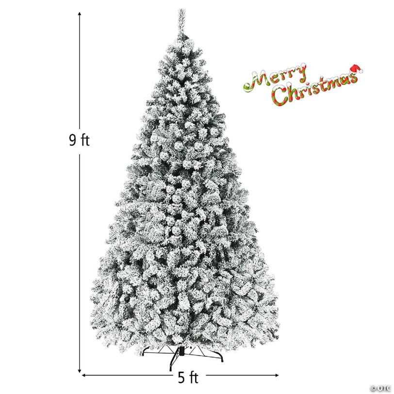 Costway 9 ft Pre-Lit Premium Snow Flocked Hinged Artificial Christmas Tree with 550 Lights