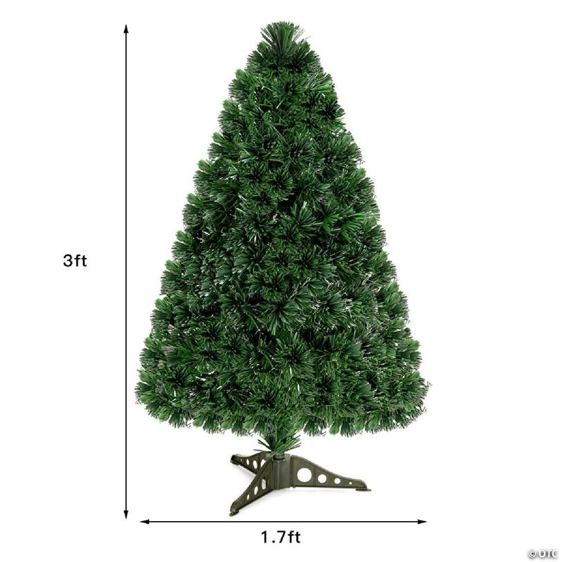 Costway Pre-Lit Fiber Optic Artificial PVC Christmas Tree Tabletop 3Ft