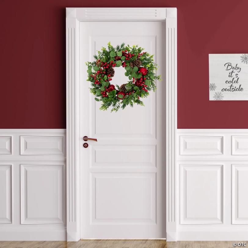 Crabapple and Berries BoProperwood and Pine Artificial Christmas Wreath - 26" - Unlit