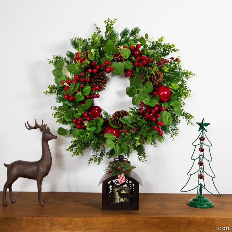 Crabapple and Berries BoProperwood and Pine Artificial Christmas Wreath - 26" - Unlit