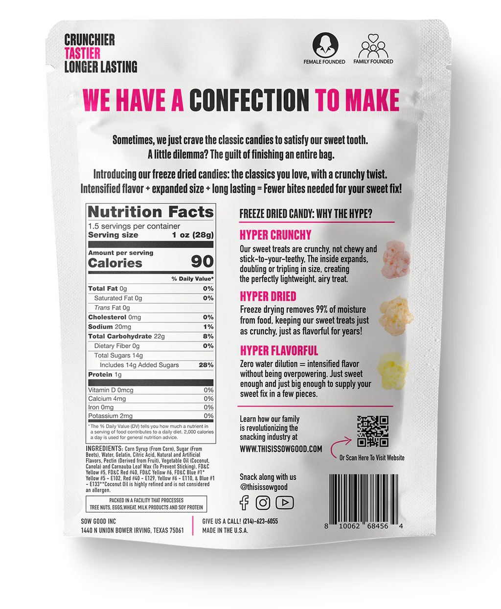 Sow Good Candy FREEZE DRIED Gummy CRUNCHY BEARS