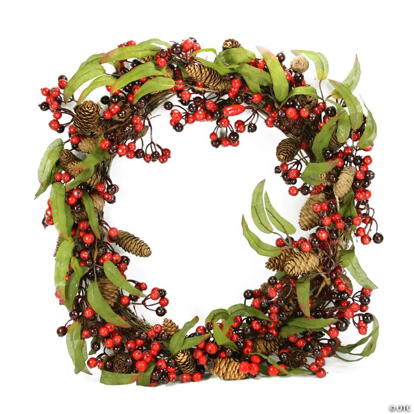 DAK Red Berry and Pine Cone Artificial Christmas Wreath - 24-Inch  Unlit