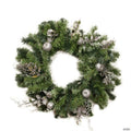 DAK Silver Fruit and Leaf Artificial Christmas Wreath - 24-Inch  Unlit