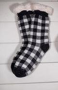 Buffalo Plaid Thermal Slipper Socks with Non-Slip Grippers