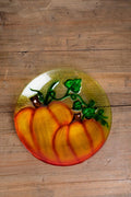 Painted Glass Harvest Pumpkin Plate