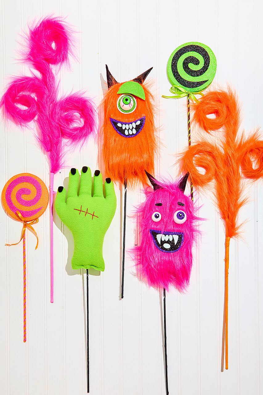 28" Orange Furry Spiral Curly Spray