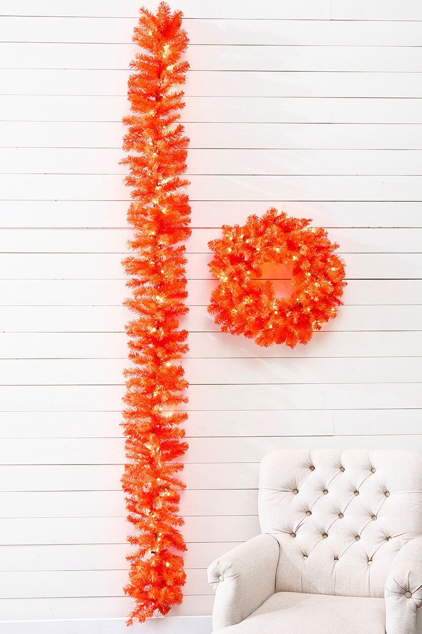 9' x 12" LED Orange Garland