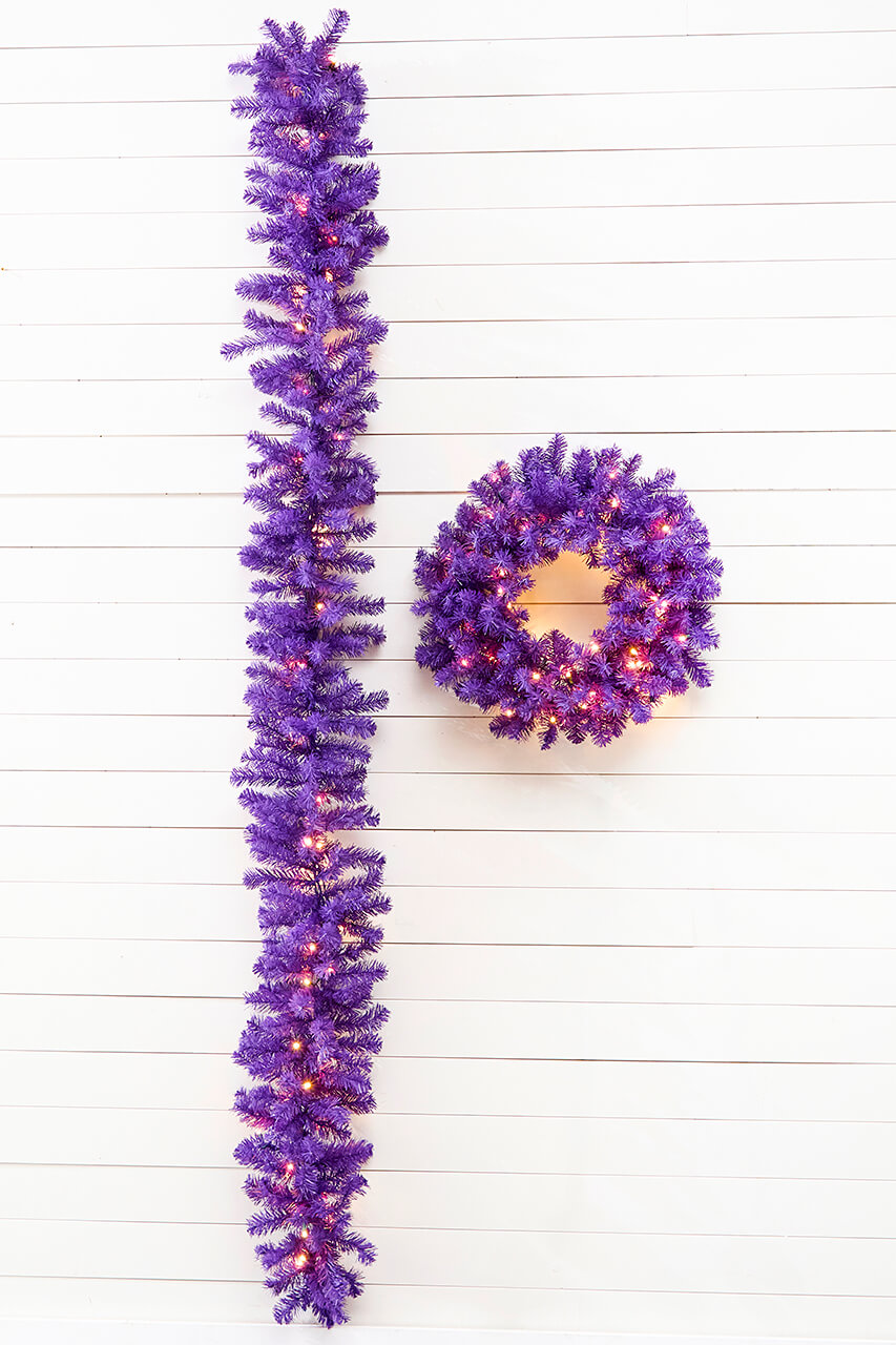 9' x 12" LED Purple Garland