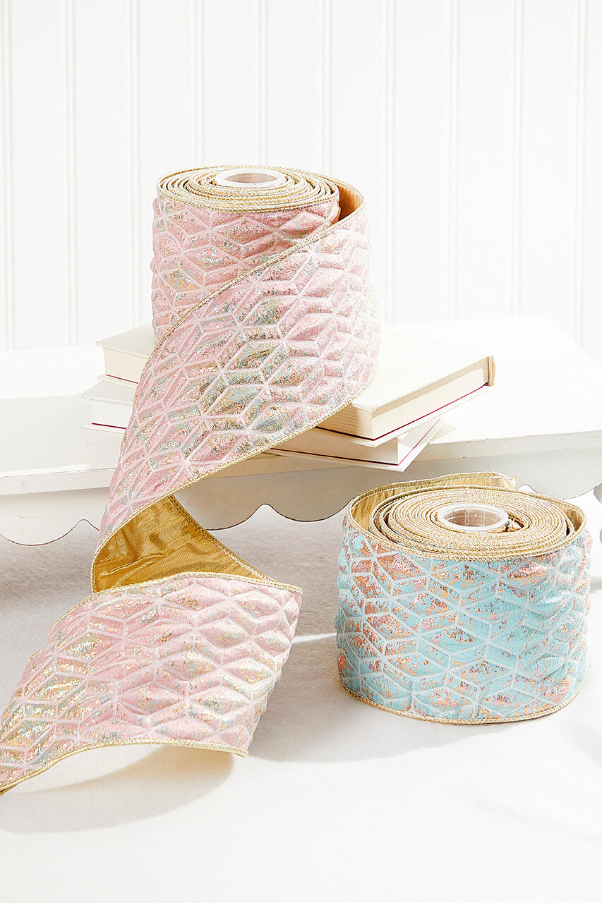 4" x 5 Yard Pink Chadwick Dupioni Back Ribbon