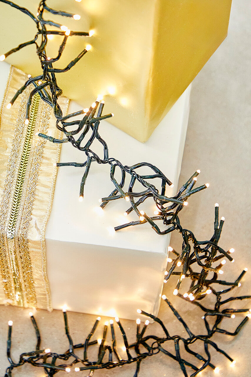 25' Platinum Elite Cluster Lights - 760L Warm White (Green Cord)