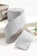 4” x 10 Yard Gray Woven Dot Knitted Ribbon