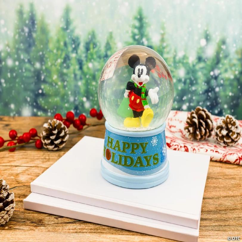 Disney Mickey Mouse "Happy Holidays" Light-Up Snow Globe  6 Inches Tall