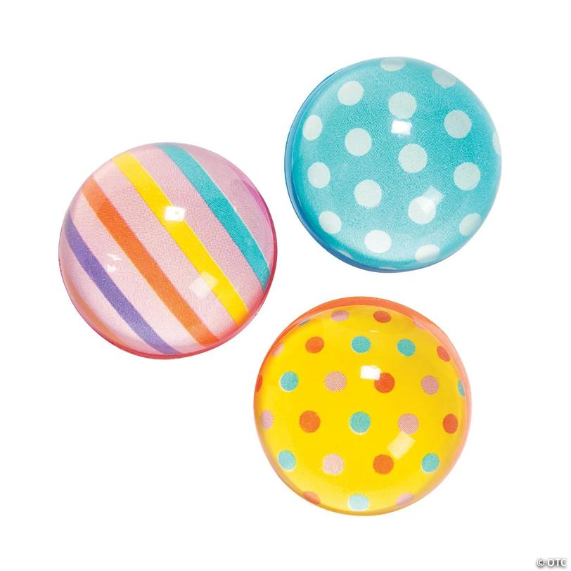 Dots & Stripes Bouncy Ball Assortment - 12 Pc.