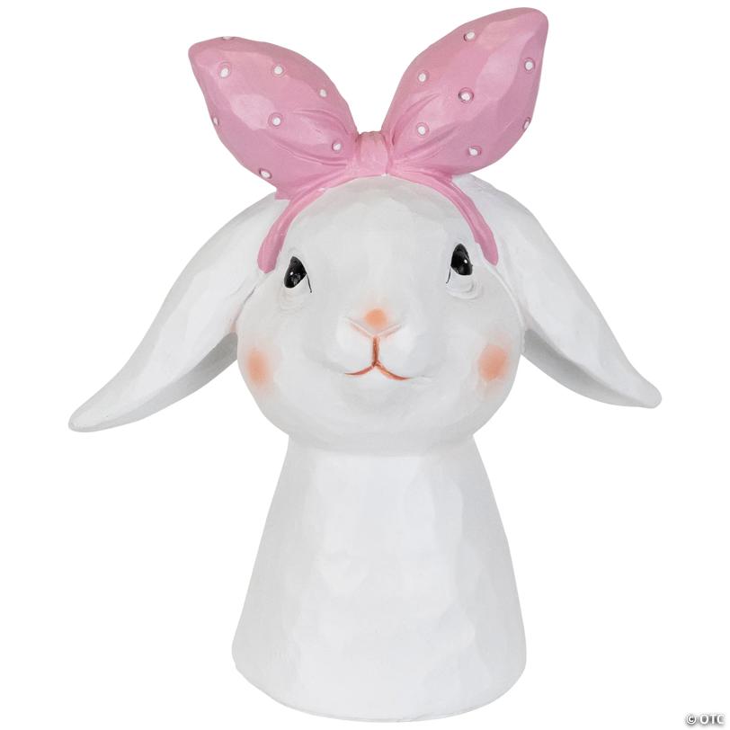 Easter Bunny Bust with Hair Bow - 7.5" - White and Pink
