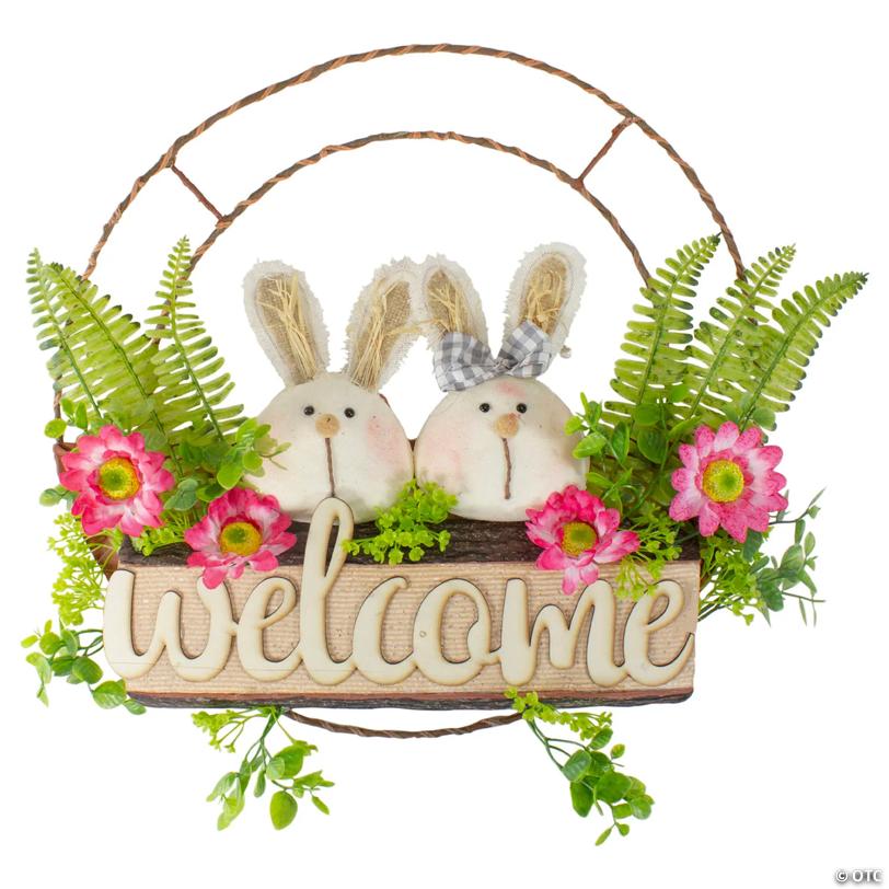 Easter Bunny Floral "Welcome" Wreath 19