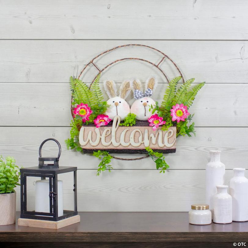 Easter Bunny Floral "Welcome" Wreath 19