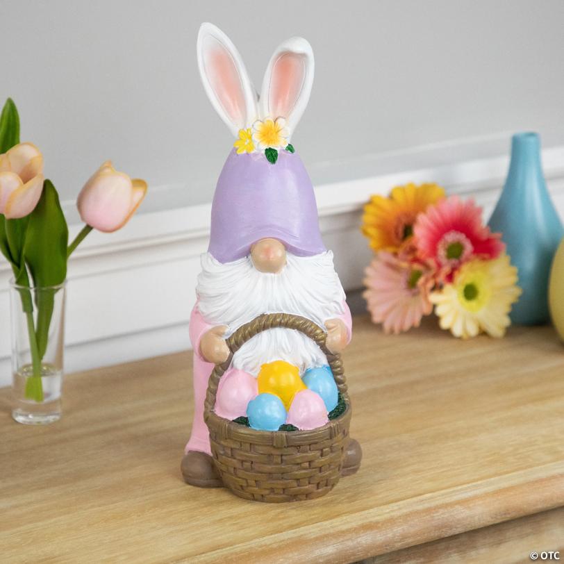 Easter Bunny Gnome with Egg Basket Figurine - 11.5