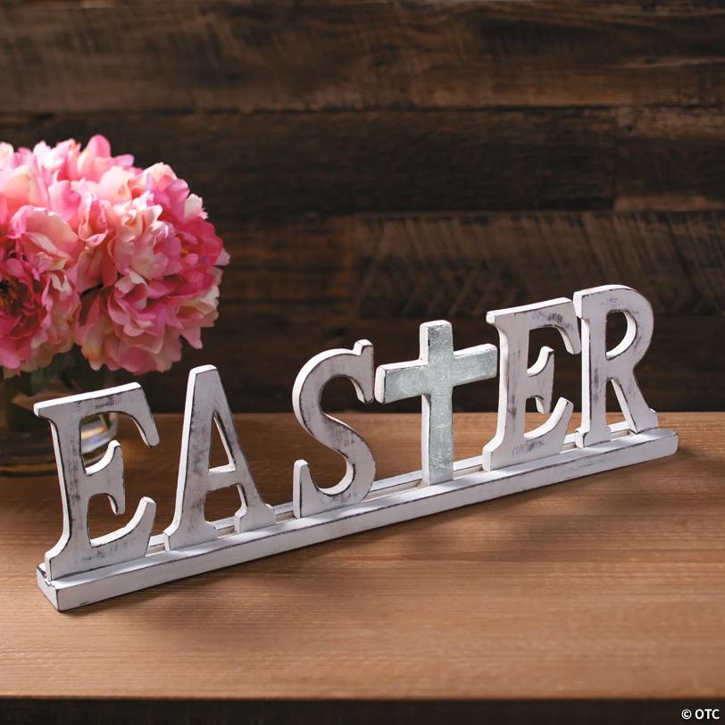 Easter Tabletop Sign with Metallic Cross