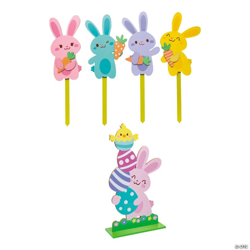 Easter Whimsy Bunnies, Chicks & Eggs Porch Decorating Kit – 5 Pc.