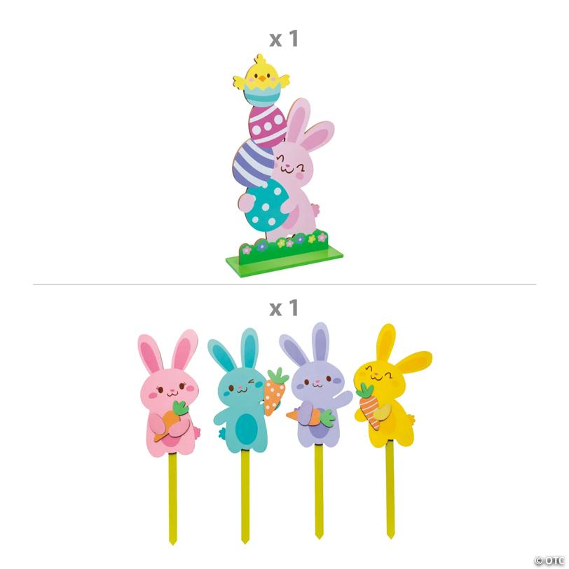 Easter Whimsy Bunnies, Chicks & Eggs Porch Decorating Kit – 5 Pc.