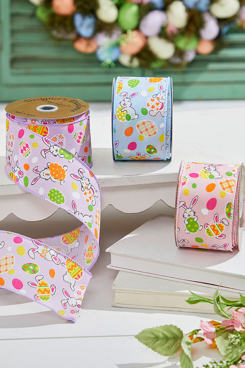 2.5" x 10 Yards Pink Bunny Eggs Ribbon