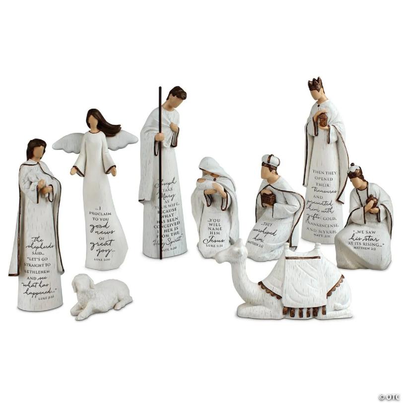 Edge Collections - 1.5" x 7.25" - White - Handpainted Nativity Story Figurines!