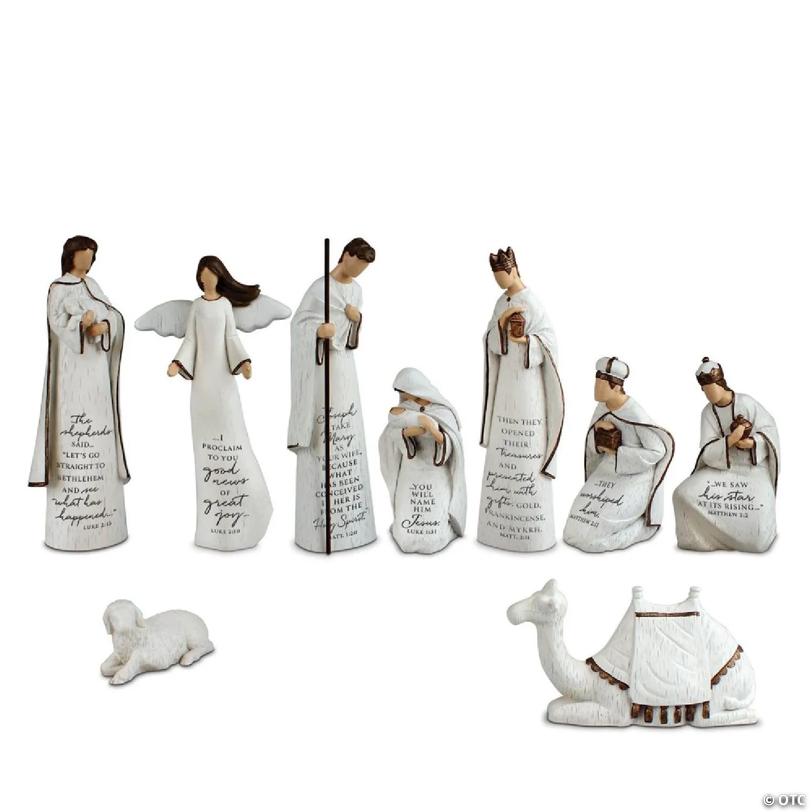 Edge Collections - 1.5" x 7.25" - White - Handpainted Nativity Story Figurines!