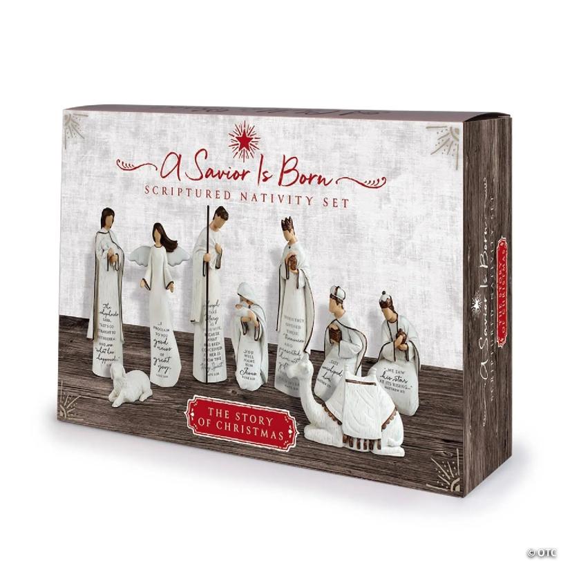 Edge Collections - 1.5" x 7.25" - White - Handpainted Nativity Story Figurines!