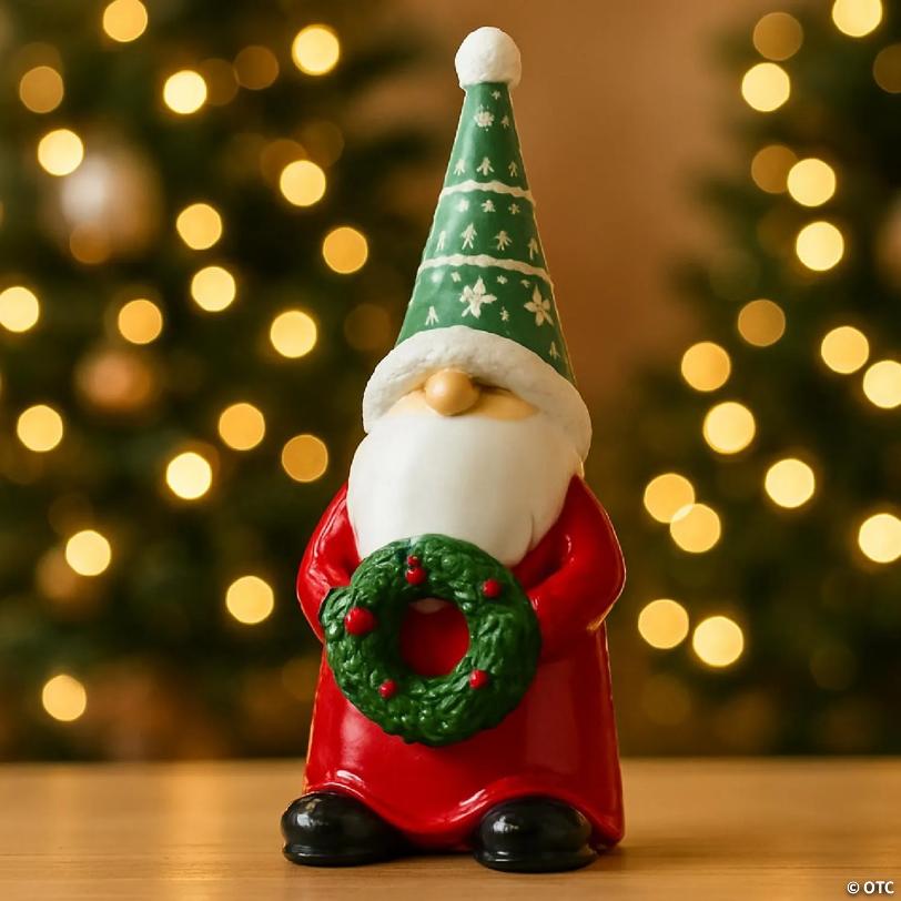 Edge Collections - 9" - Red - Charming Christmas Gnome Figurines with Presents!