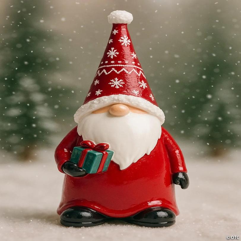Edge Collections - 9" - Red - Charming Christmas Gnome Figurines with Presents!
