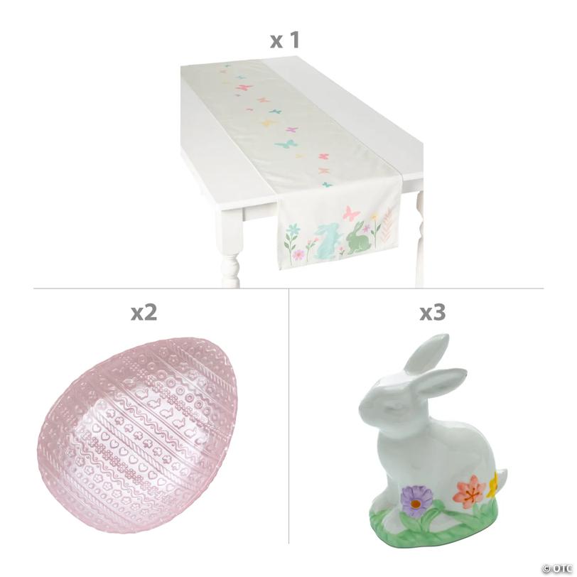 Enchanted Garden Bunny & Egg Tablescape Kit – 6 Pc.