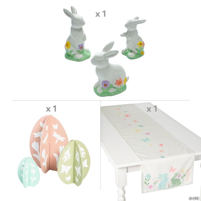 Enchanted Garden Bunny & Egg Tabletop Decorating Kit – 7 Pc.