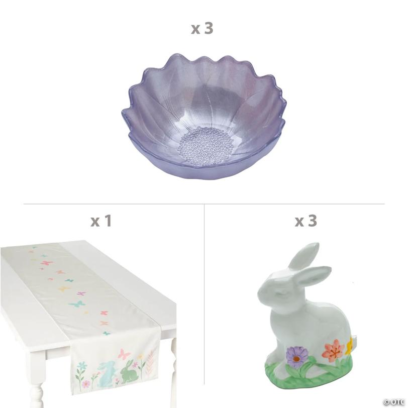 Enchanted Garden Bunny & Floral Tabletop Decorating Kit – 7 Pc.