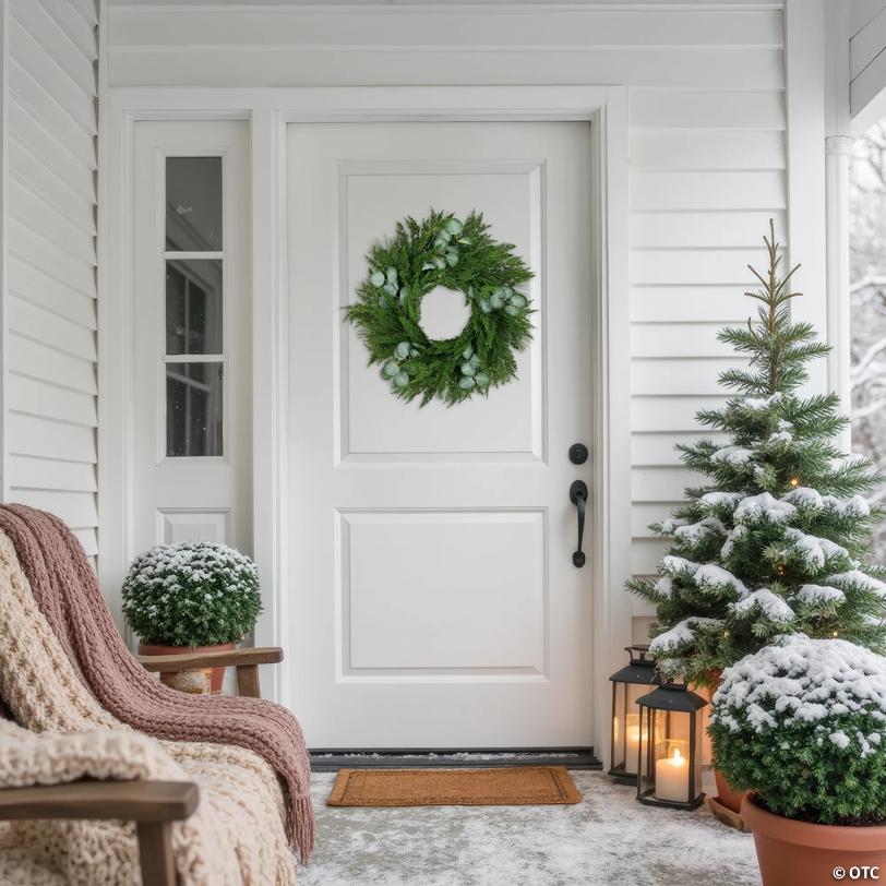 Eucalyptus and Mixed Pine Artificial Christmas Wreath  24-Inch - Unlit