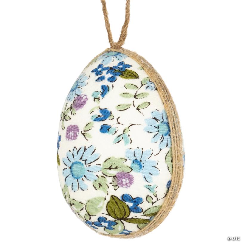 Fabric Easter Egg Ornament Decorations - 5.75" - Blue - Set of 6