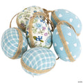 Fabric Easter Egg Ornament Decorations - 5.75" - Blue - Set of 6