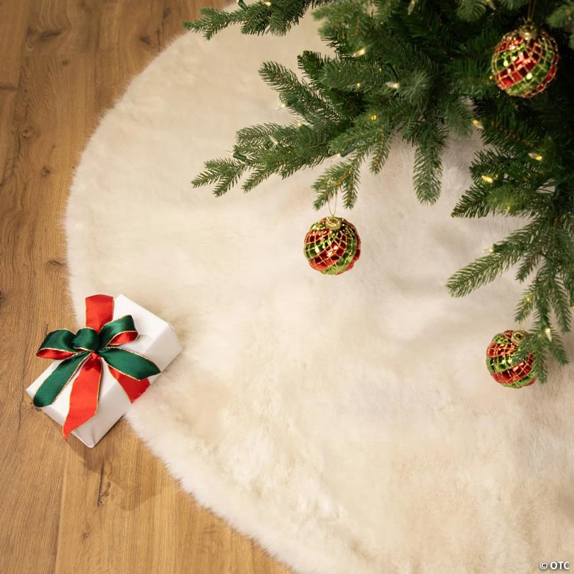 FauProper Fur Round Tree Skirt - 84“ - White