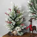 Flocked Balsam Pine Artificial Mini Christmas Tree in Burlap Base - 24" - Unlit