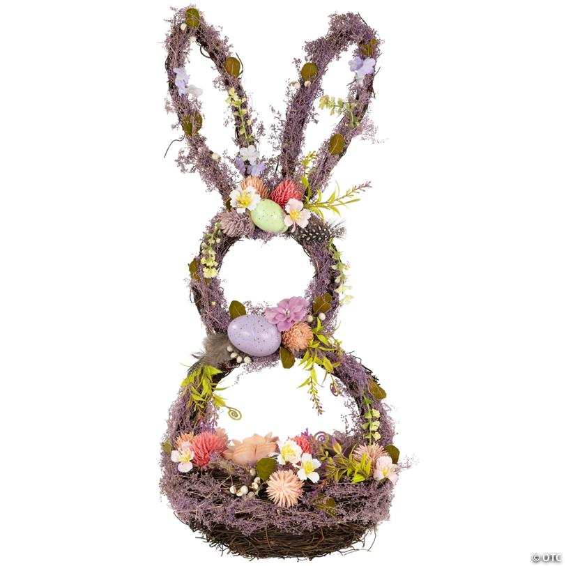 Floral Grapevine Bunny Shaped Easter Basket Decoration - 21